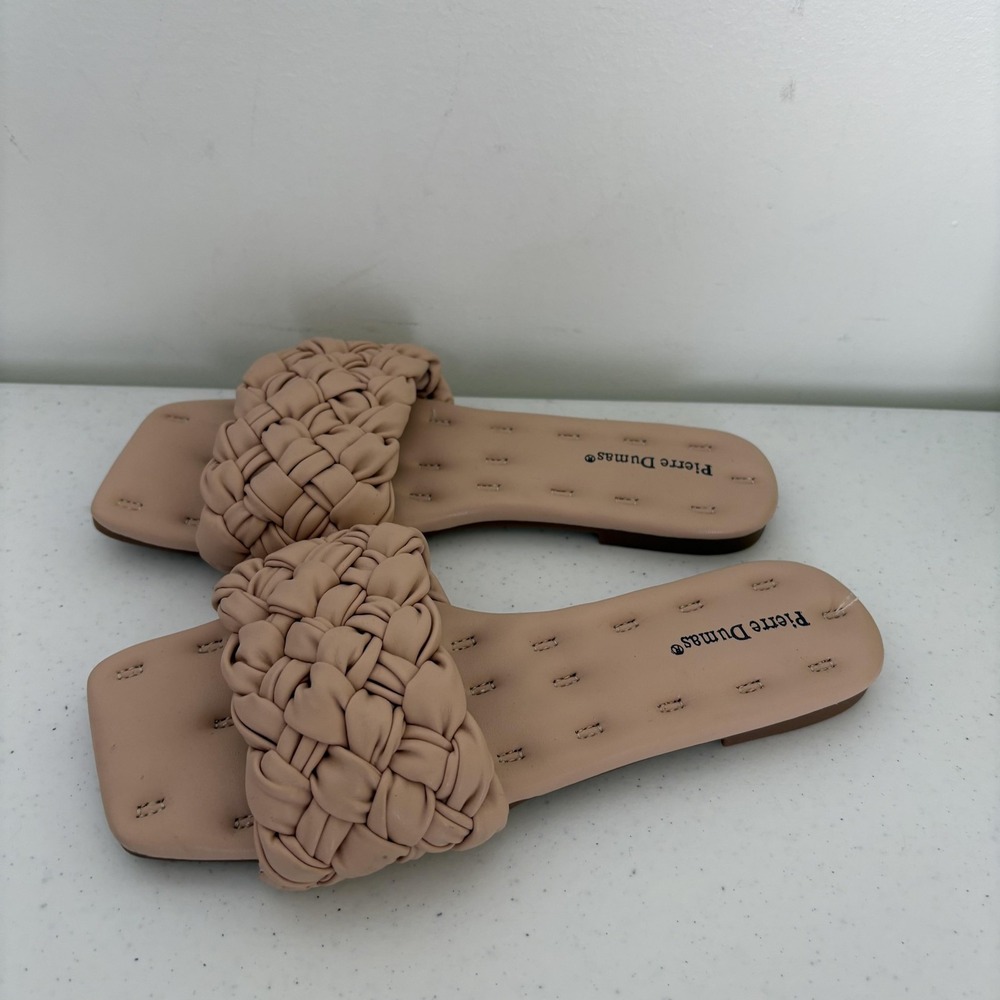 Pierre Dumas Shoes Womens Size 6 Beige Starling-1‎ Braided Woven Slide Sandals